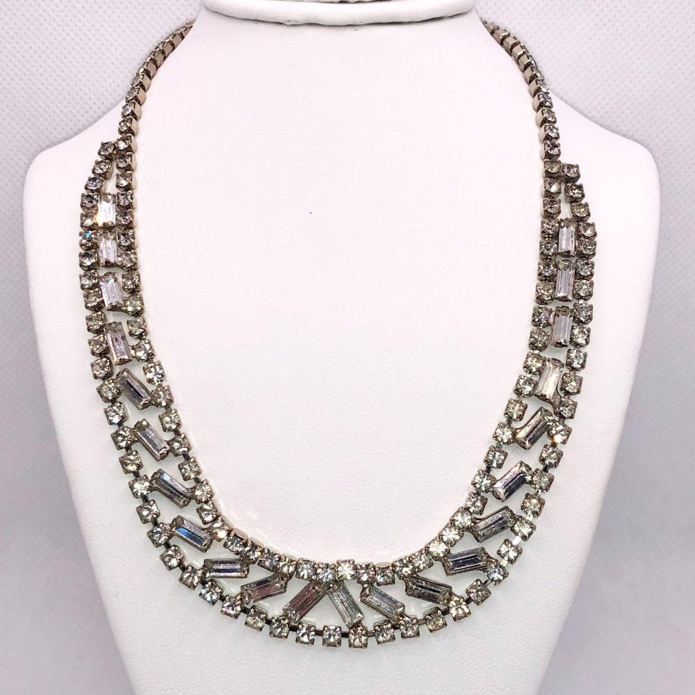 Vintage Costume Estate Jewelry Necklace Rhinestone